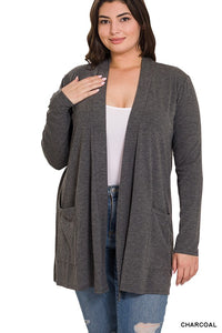 SLOUCHY POCKET OPEN CARDIGAN