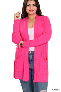 SLOUCHY POCKET OPEN CARDIGAN