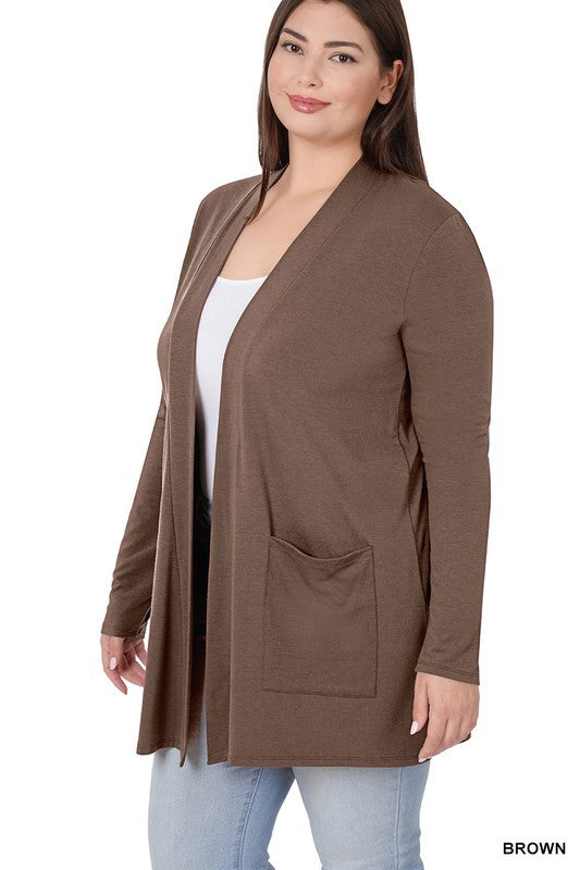 SLOUCHY POCKET OPEN CARDIGAN