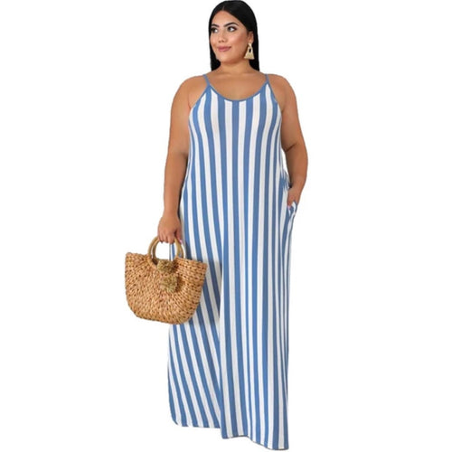 Straight Blue Maxi Dress