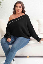 Load image into Gallery viewer, Plus Size One Shoulder Beaded Sweater