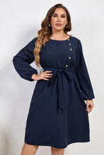 Load image into Gallery viewer, Buttoned in Blue Long Sleeve Dress