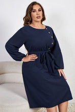 Load image into Gallery viewer, Buttoned in Blue Long Sleeve Dress