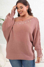 Load image into Gallery viewer, Plus Size One Shoulder Beaded Sweater